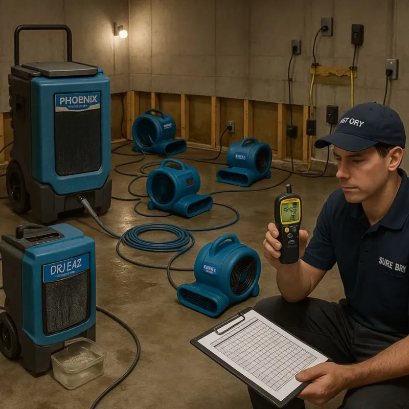 Structural Drying and Dehumidification process in Wildwood, TN